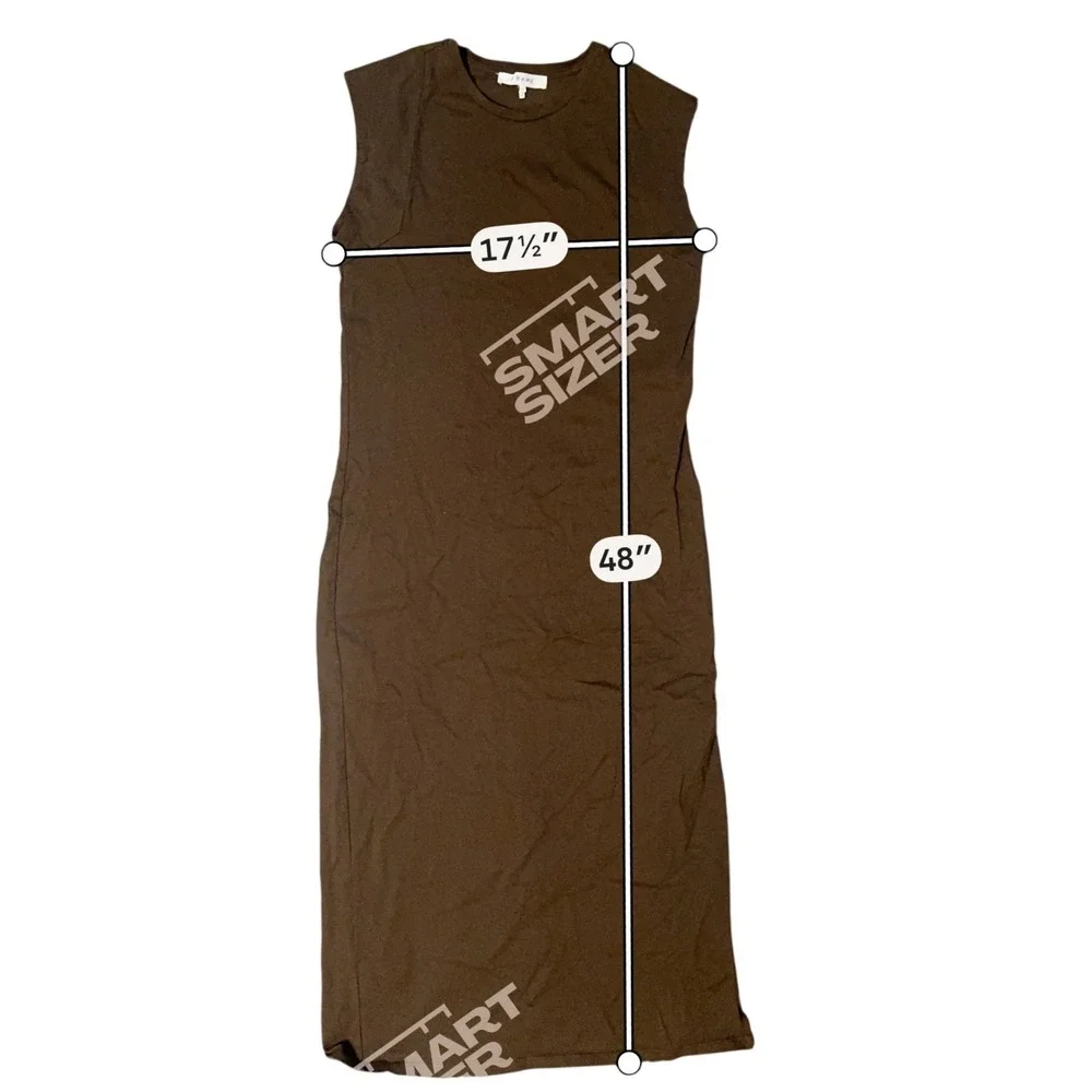 FRAME Womens Le Muscle Midi T Shirt Dress M Chocolate Organic Cotton Minimalist - Picture 6 of 8